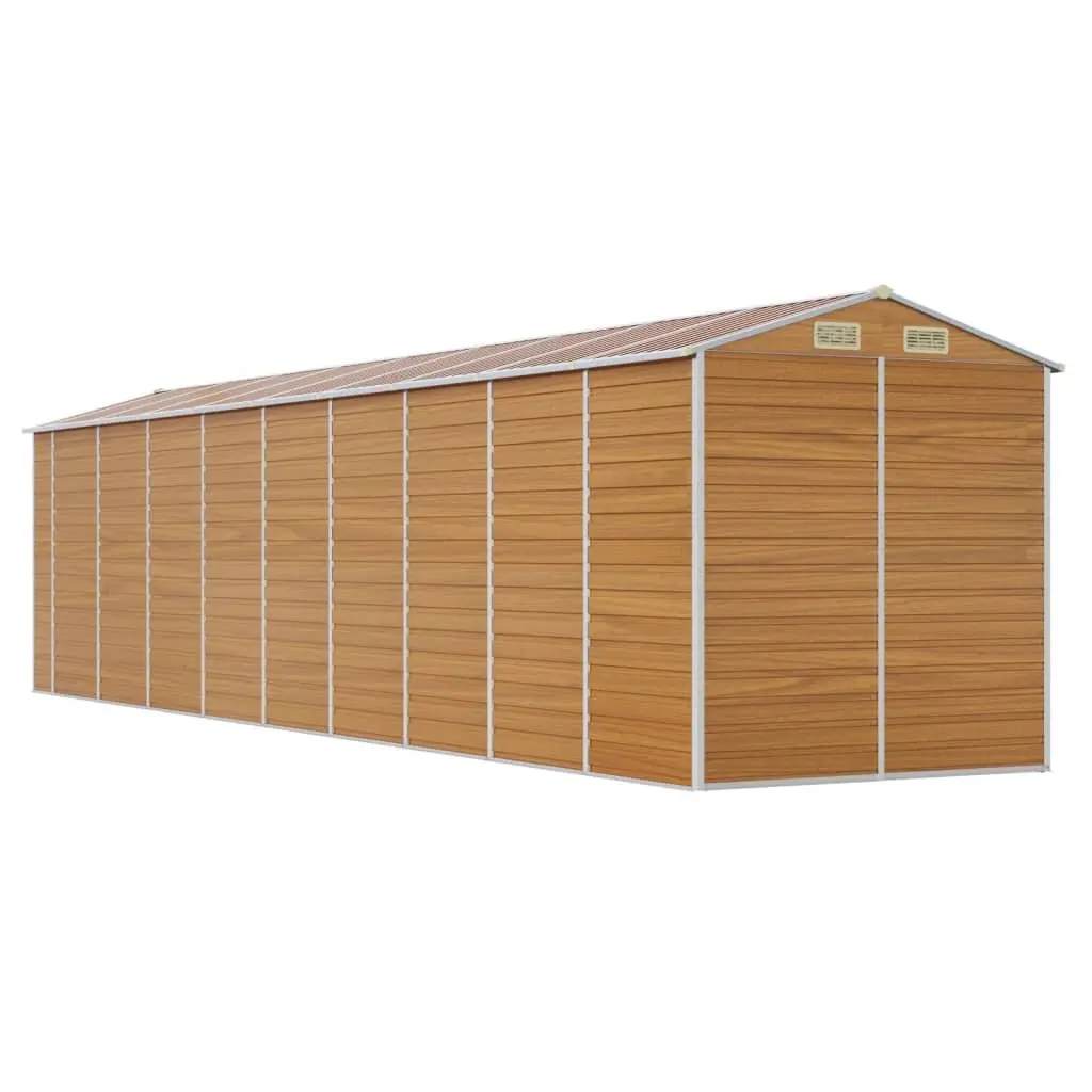 Garden Shed Galvanised Steel Outdoor Storage Tool House Brown 191x810x198cm