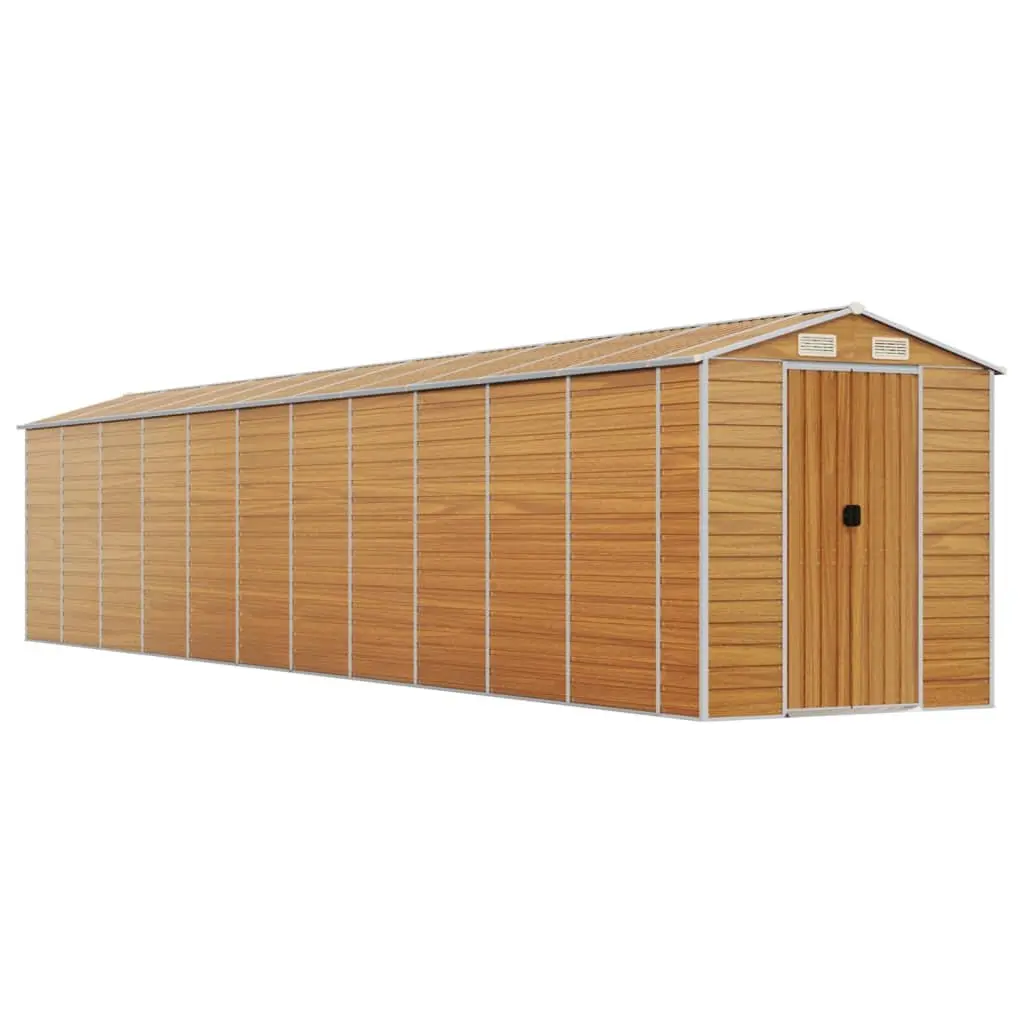 Garden Shed Galvanised Steel Brown 191 x 980 x 198 cm with Ventilation Handles