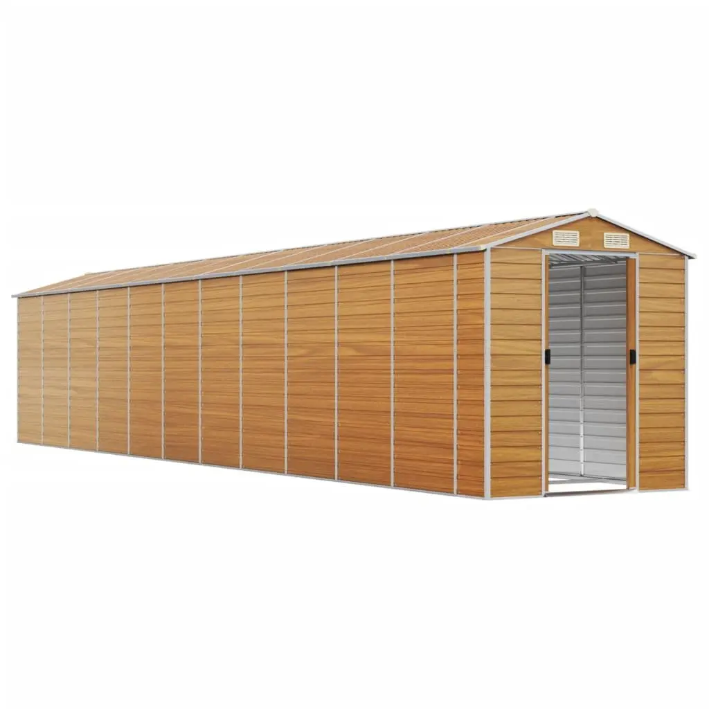 Garden Shed Galvanised Steel Brown 191 x 980 x 198 cm with Ventilation Handles