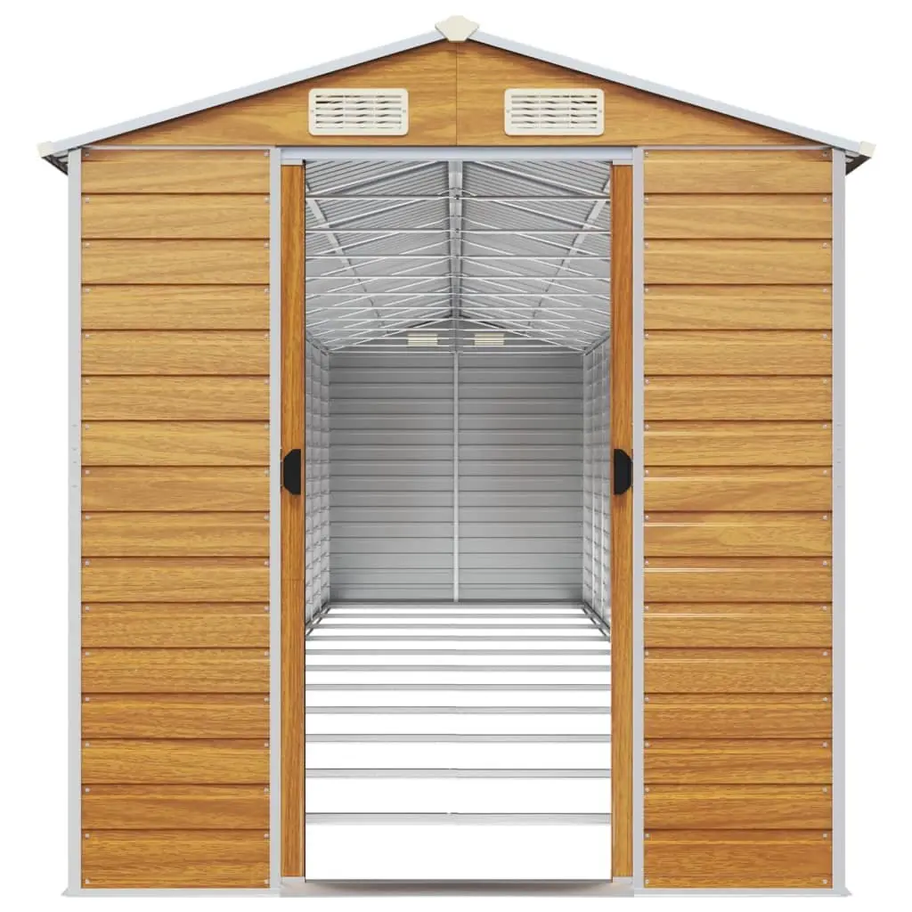 Garden Shed Galvanised Steel Brown 191 x 980 x 198 cm with Ventilation Handles