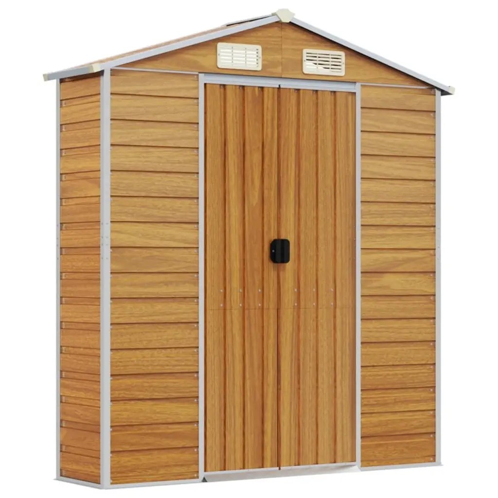 Garden Shed Galvanised Steel Brown 191 x 980 x 198 cm with Ventilation Handles