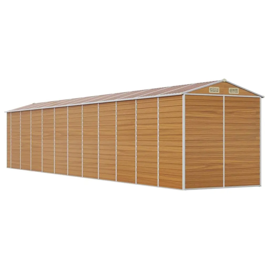 Garden Shed Galvanised Steel Brown 191 x 980 x 198 cm with Ventilation Handles