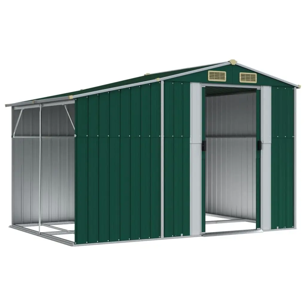 Garden Shed Green Galvanised Steel Outdoor Storage 277cm x 192.5cm x 179cm Tool House