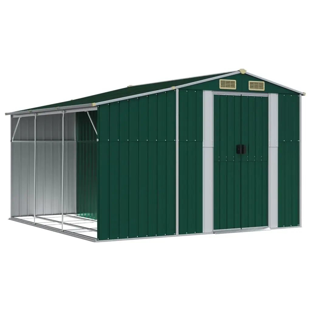 Garden Shed Galvanised Steel 277x279x179 cm Green Outdoor Storage Tool House
