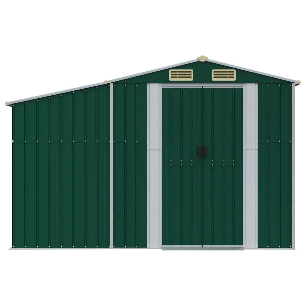 Garden Shed Galvanised Steel 277x279x179 cm Green Outdoor Storage Tool House