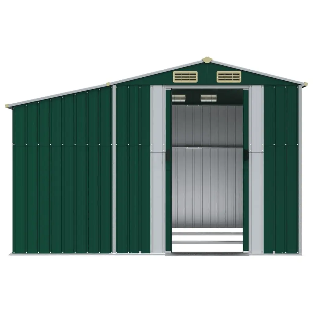 Garden Shed Galvanised Steel 277x279x179 cm Green Outdoor Storage Tool House