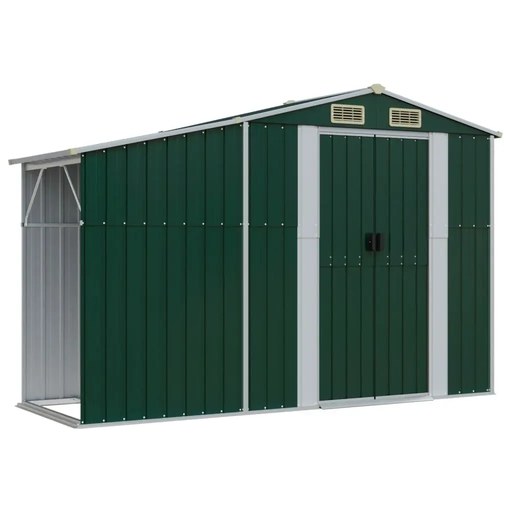 Garden Shed Galvanised Steel 277x279x179 cm Green Outdoor Storage Tool House