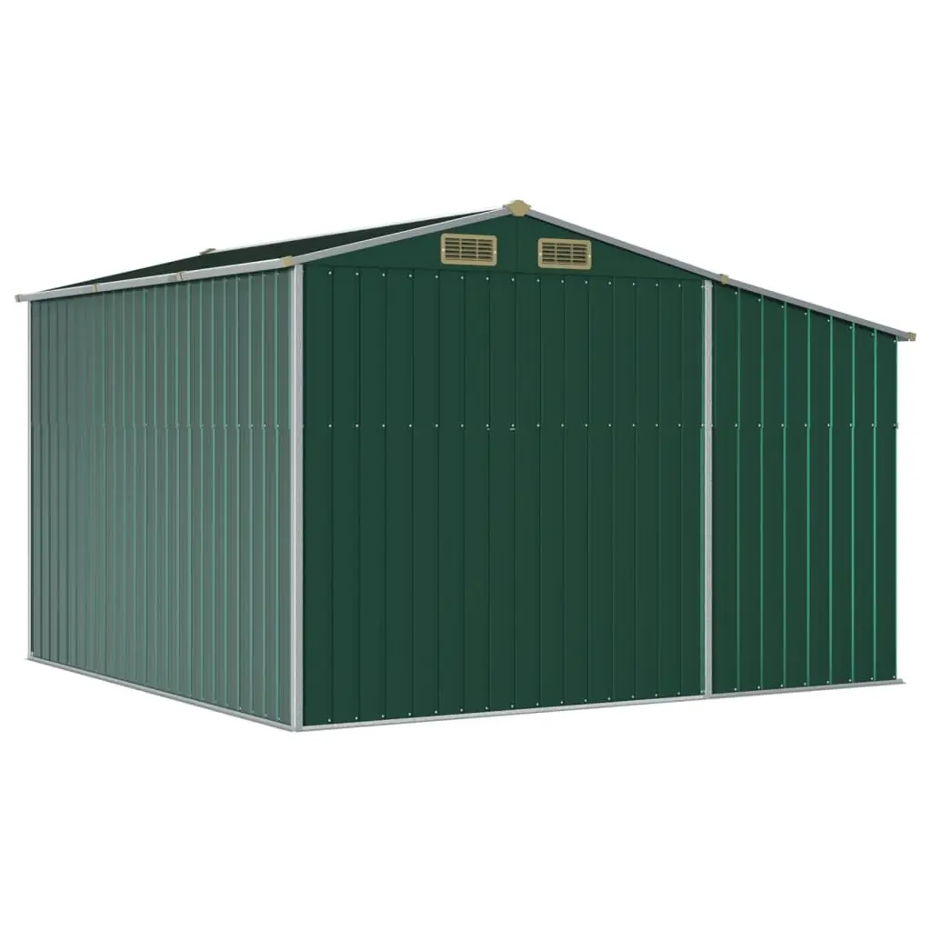 Garden Shed Galvanised Steel 277x279x179 cm Green Outdoor Storage Tool House