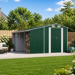 Practical Green Metal Tool Shed for Outdoor Use 277x365.5x179cm