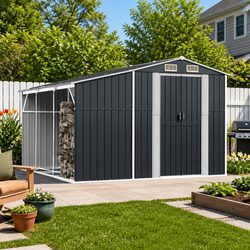 Practical Anthracite Garden Shed for All Your Tools 277x279x179cm