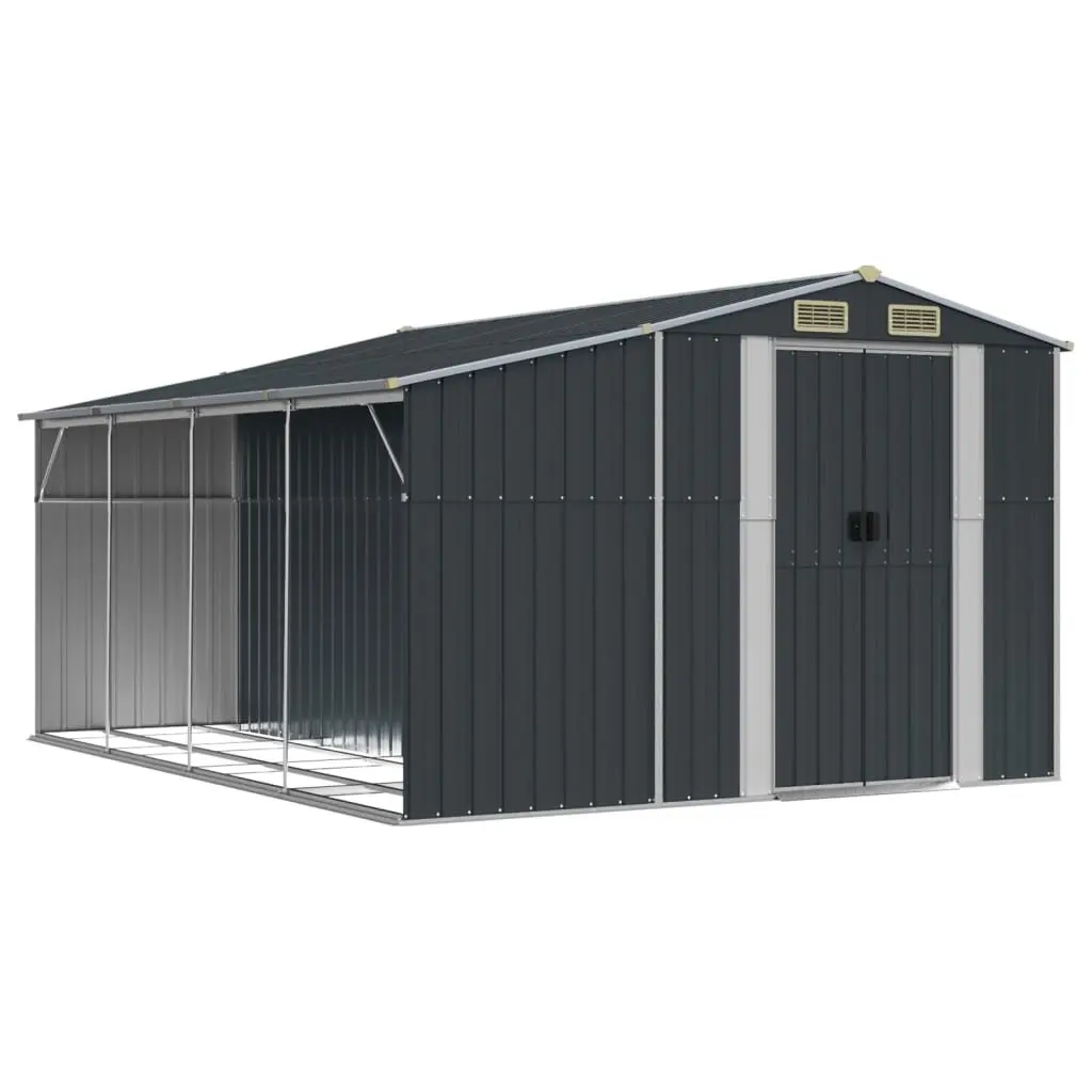 Garden Shed Galvanised Steel 277x365.5x179cm Anthracite Outdoor Storage Tool
