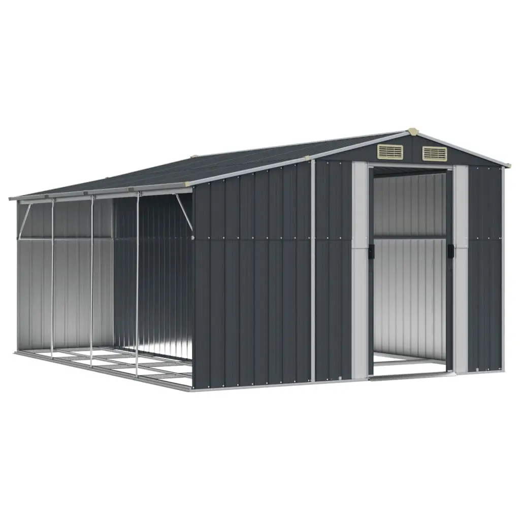 Garden Shed Galvanised Steel 277x365.5x179cm Anthracite Outdoor Storage Tool