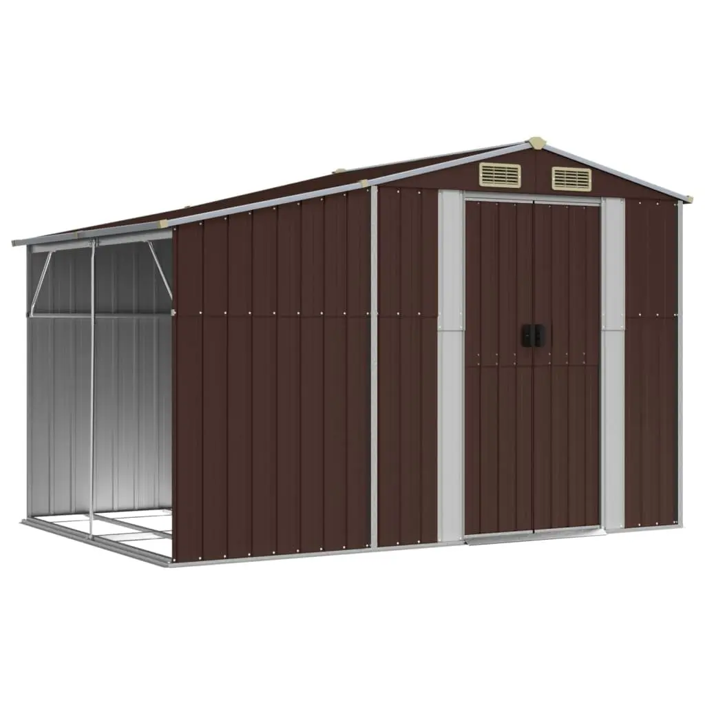 Garden Storage Shed Galvanised Steel Brown Outdoor 277 x 192.5 x 179 cm