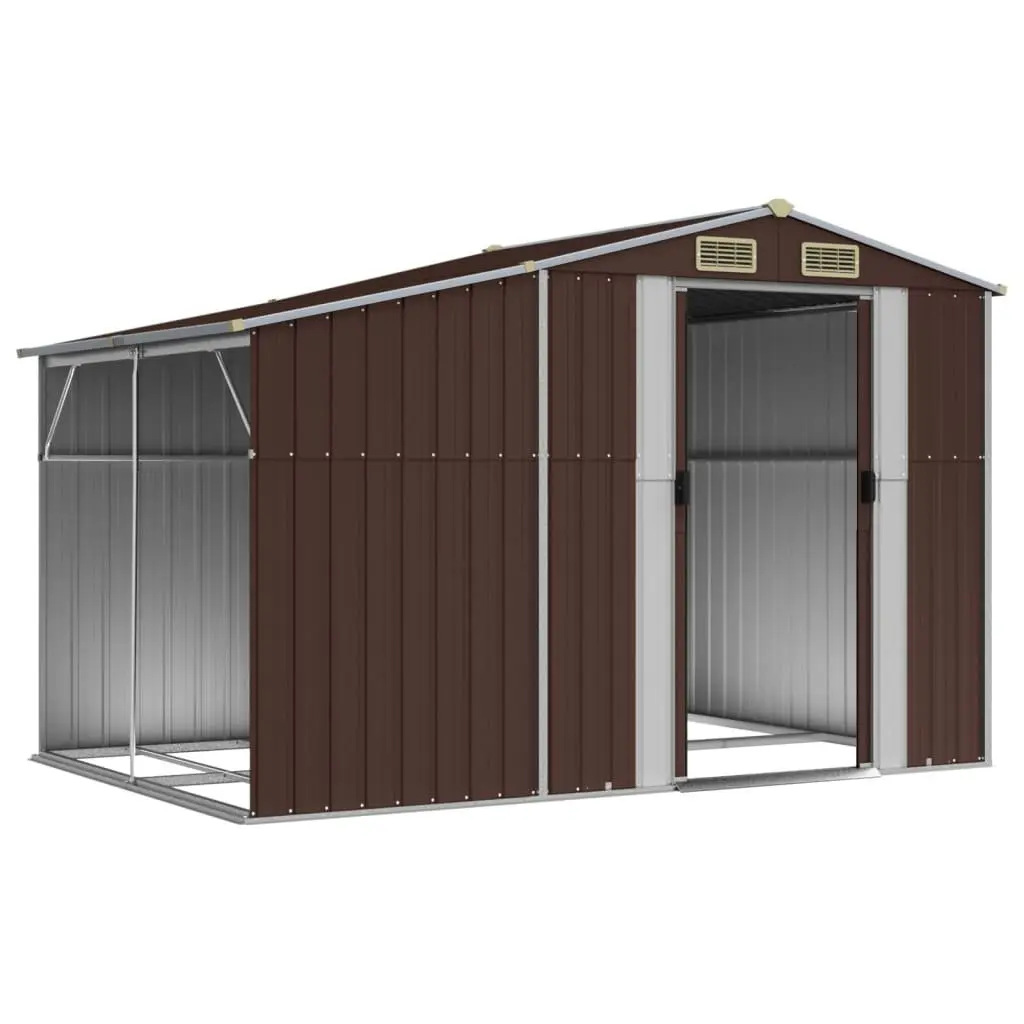 Garden Storage Shed Galvanised Steel Brown Outdoor 277 x 192.5 x 179 cm
