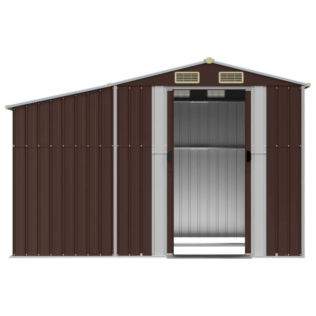 Garden Storage Shed Galvanised Steel Brown Outdoor 277 x 192.5 x 179 cm