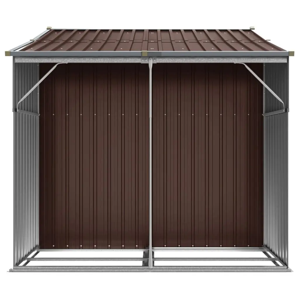 Garden Storage Shed Galvanised Steel Brown Outdoor 277 x 192.5 x 179 cm