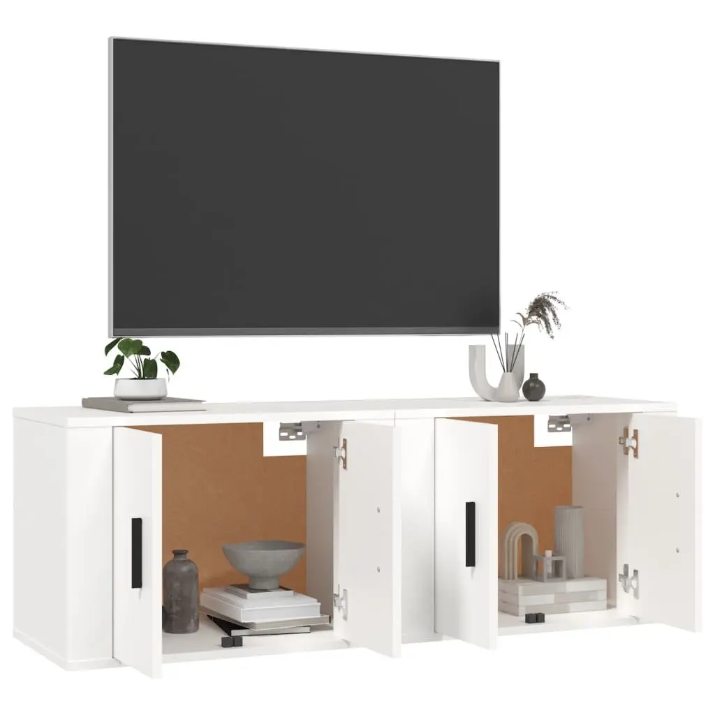 Wall-Mounted TV Cabinet White Storage Unit Media Display Shelf Organizer