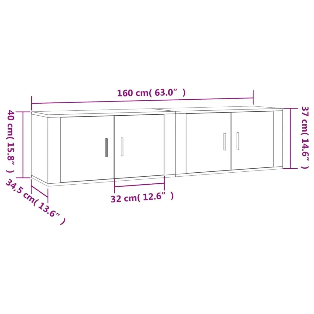 Wall-mounted TV Cabinets 2 pcs for Home Use