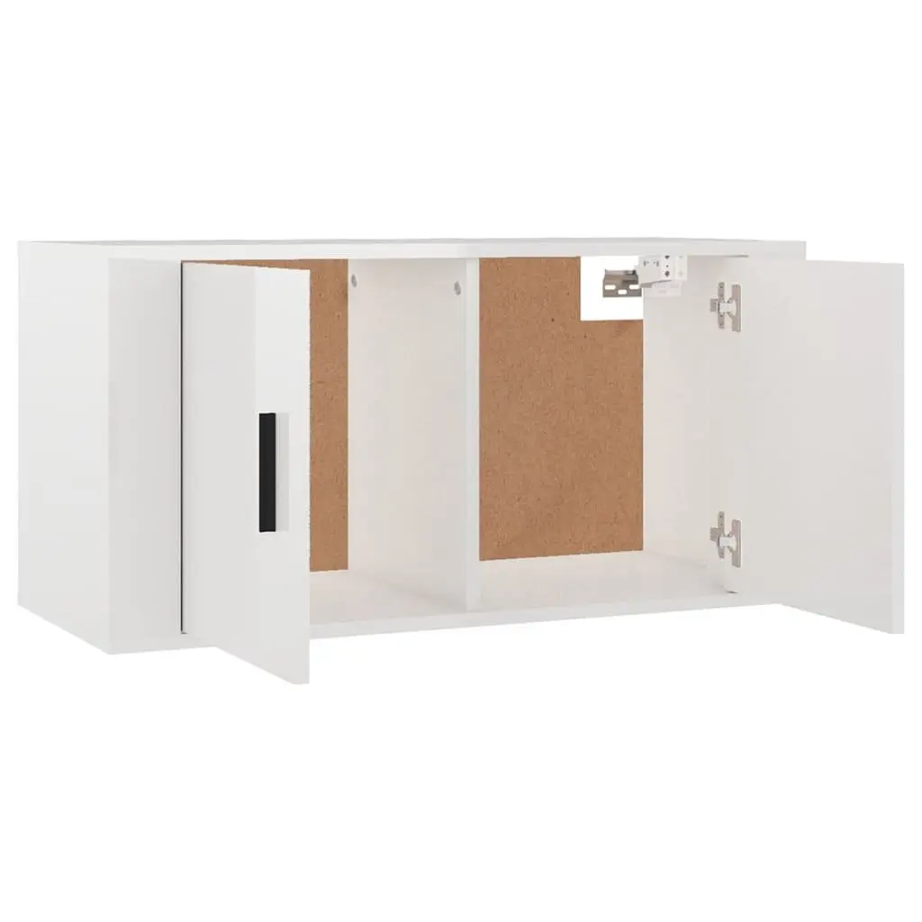 3 Piece Wall-Mounted TV Cabinet Set White High Gloss Engineered Wood Media