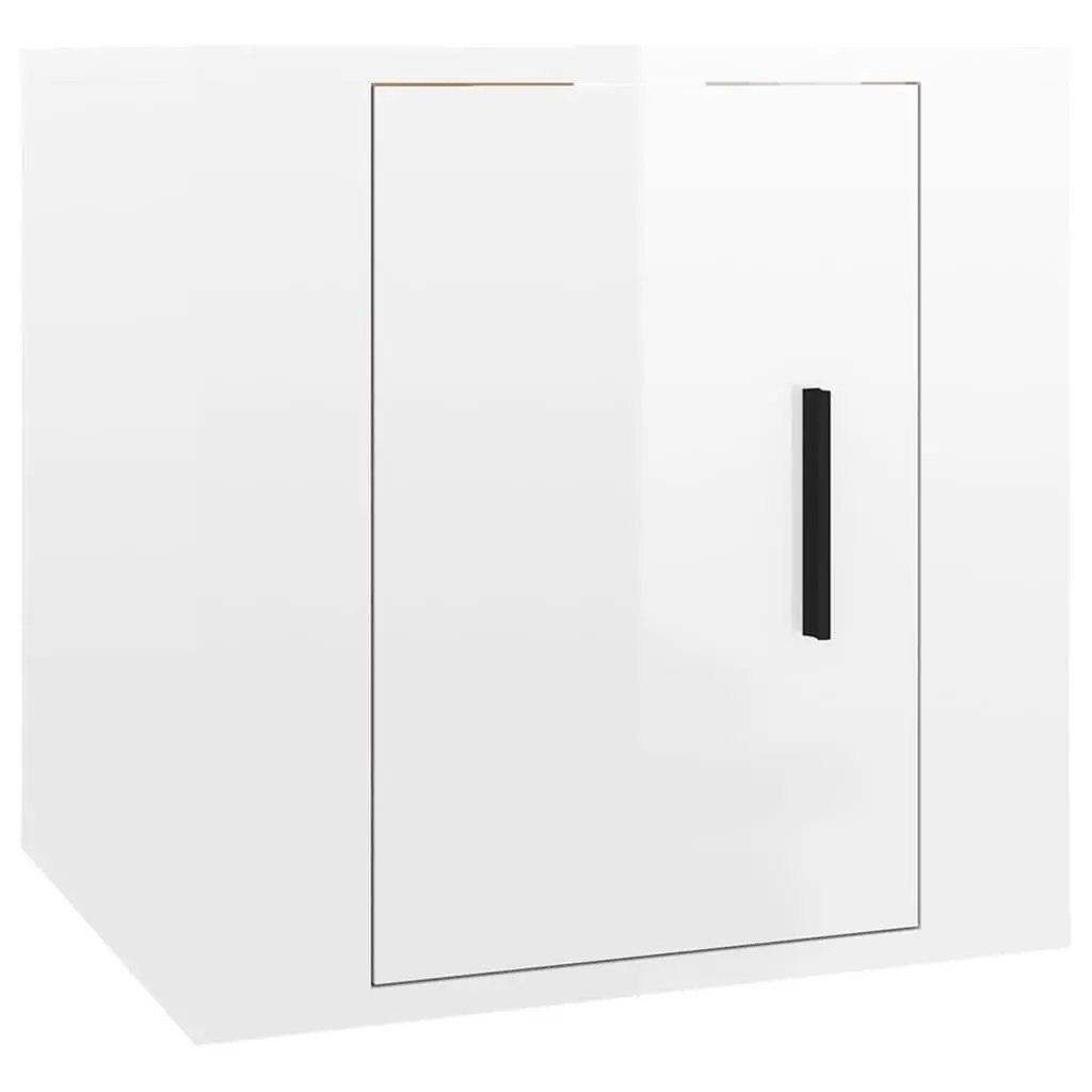Wall-Mounted TV Cabinet Set 2 Piece High Gloss White Media Storage Units
