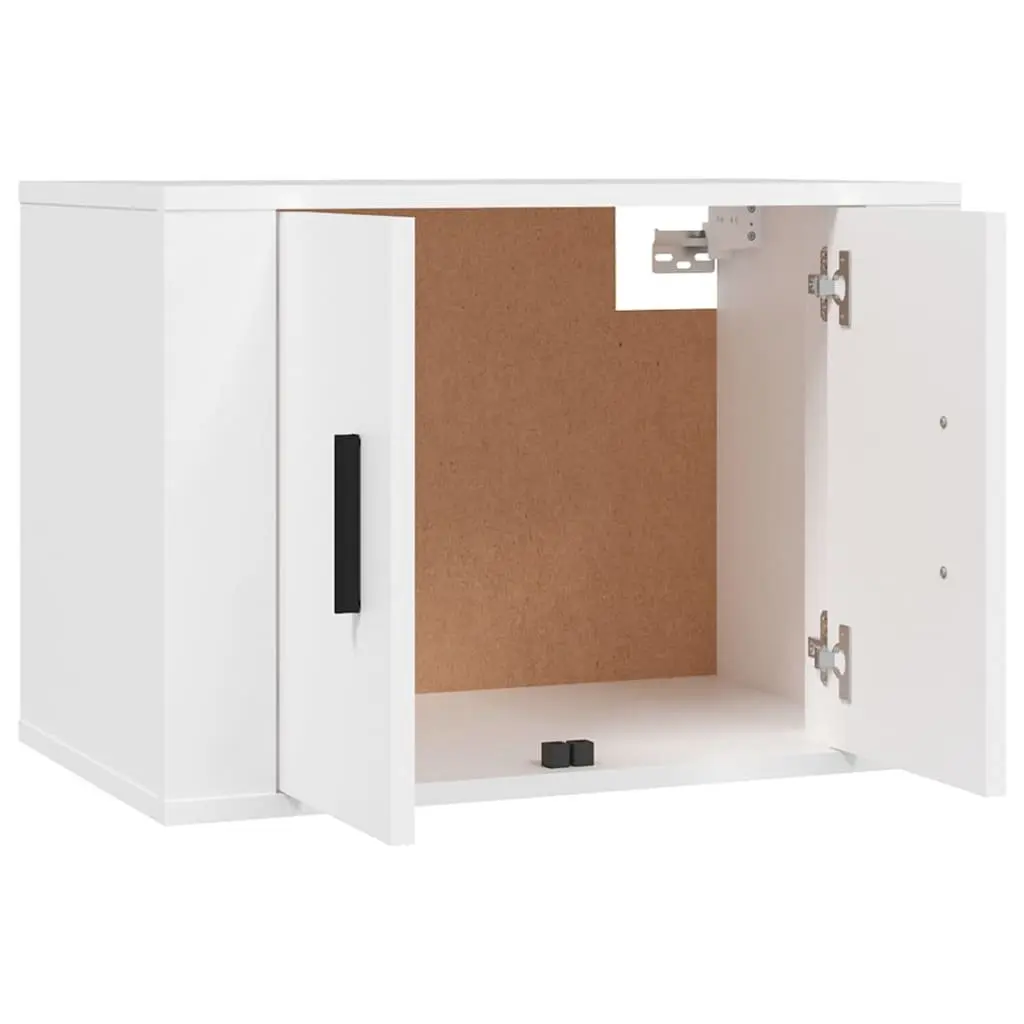 Wall Mounted TV Cabinet Set 4 Piece White Storage Media Unit Engineered Wood