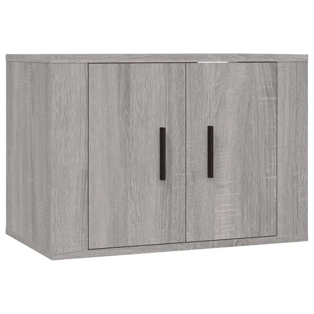 3 Piece Wall-Mounted Storage Unit Grey Engineered Wood TV Cabinet Set