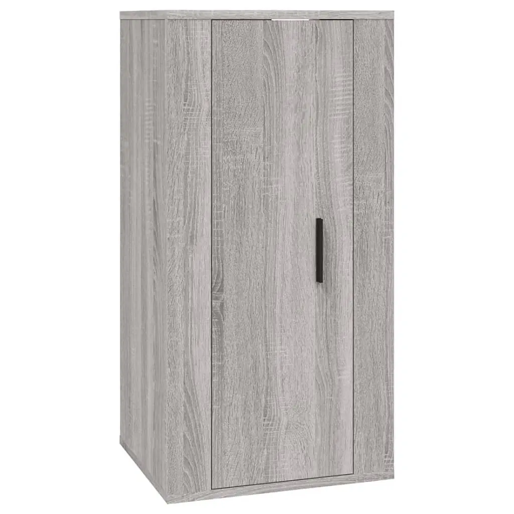 3 Piece Wall-Mounted Storage Unit Grey Engineered Wood TV Cabinet Set
