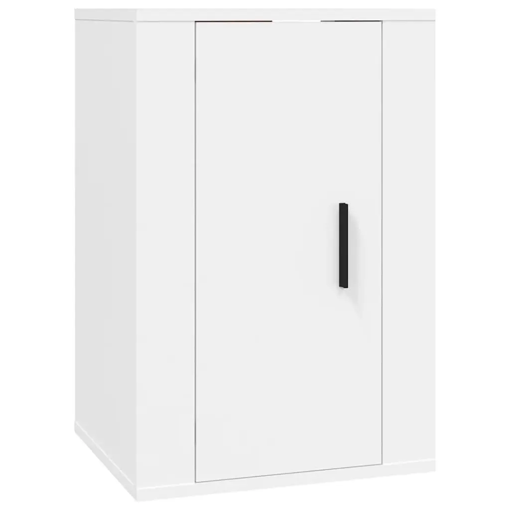 TV Cabinet Set Engineered Wood Wall-Mounted 4 Piece White Storage Unit Organiser