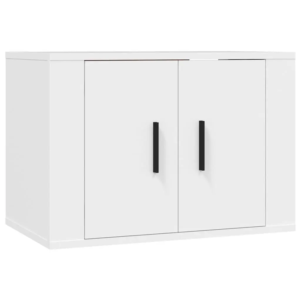 Wall-Mounted Media Storage Unit White Engineered Wood 3 Piece TV Cabinet Set