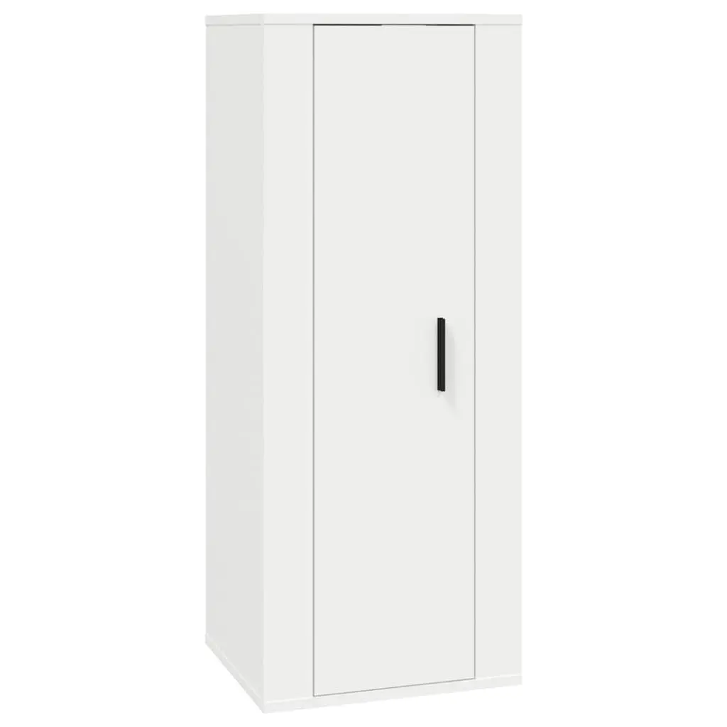 Wall-Mounted Media Storage Unit White Engineered Wood 3 Piece TV Cabinet Set