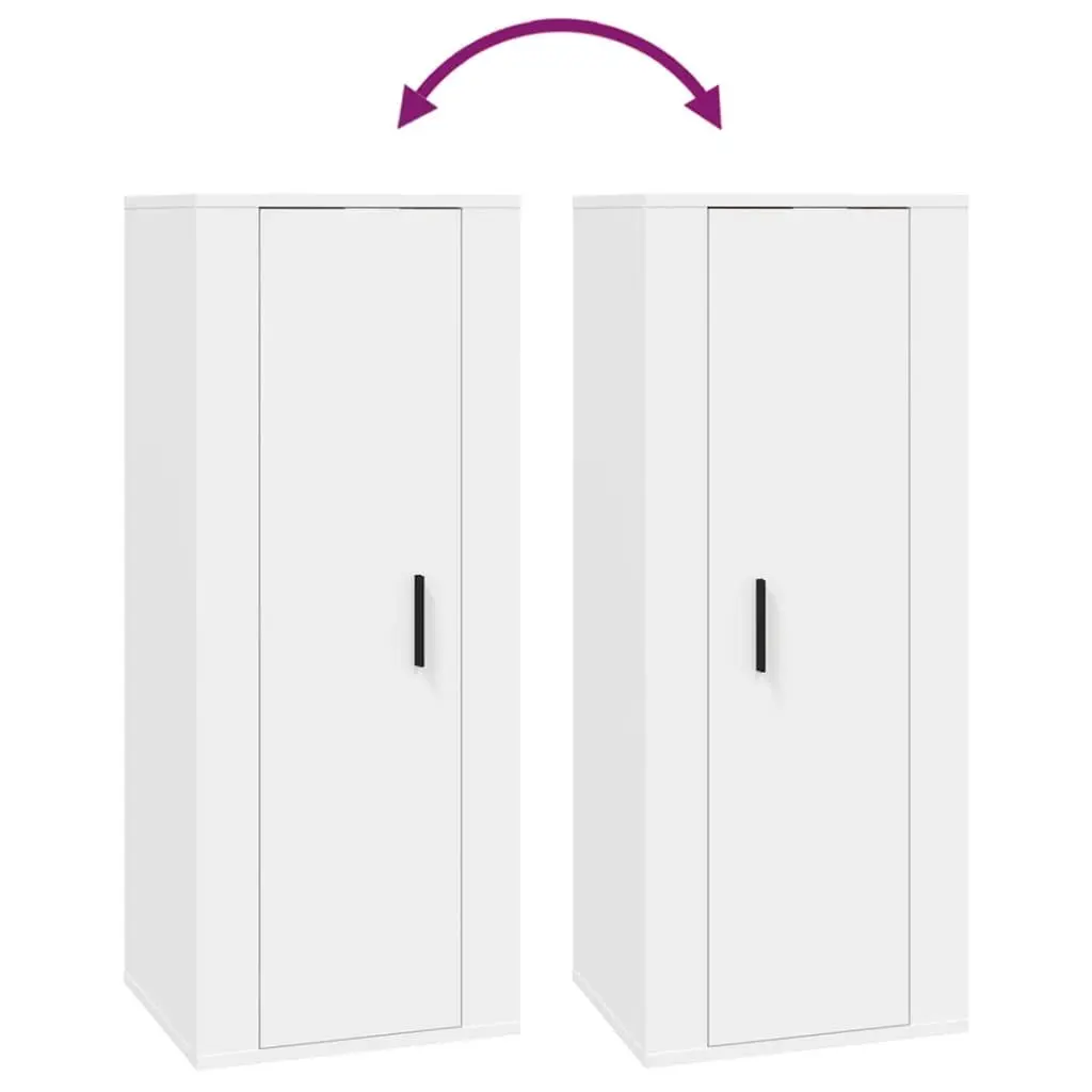 5 Piece Engineered Wood Wall Mounted Storage Unit White TV Cabinet Set
