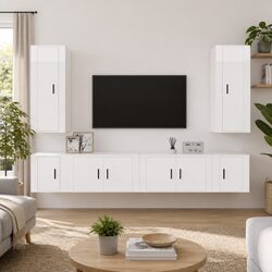 Practical 6-Piece TV Cabinet Set for Wall-Mounted Storage