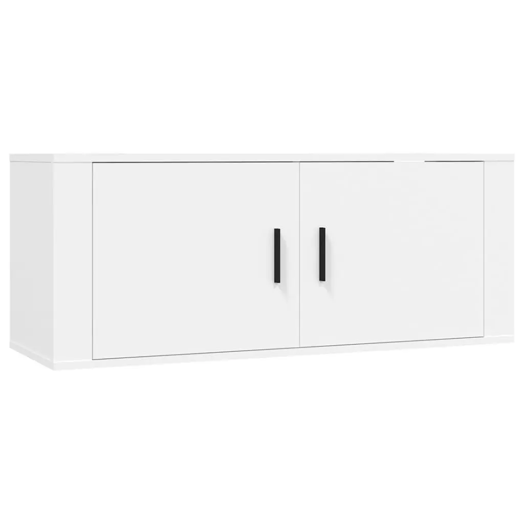 TV Cabinet Set Engineered Wood Wall-Mounted 8 Piece White Media Storage Units