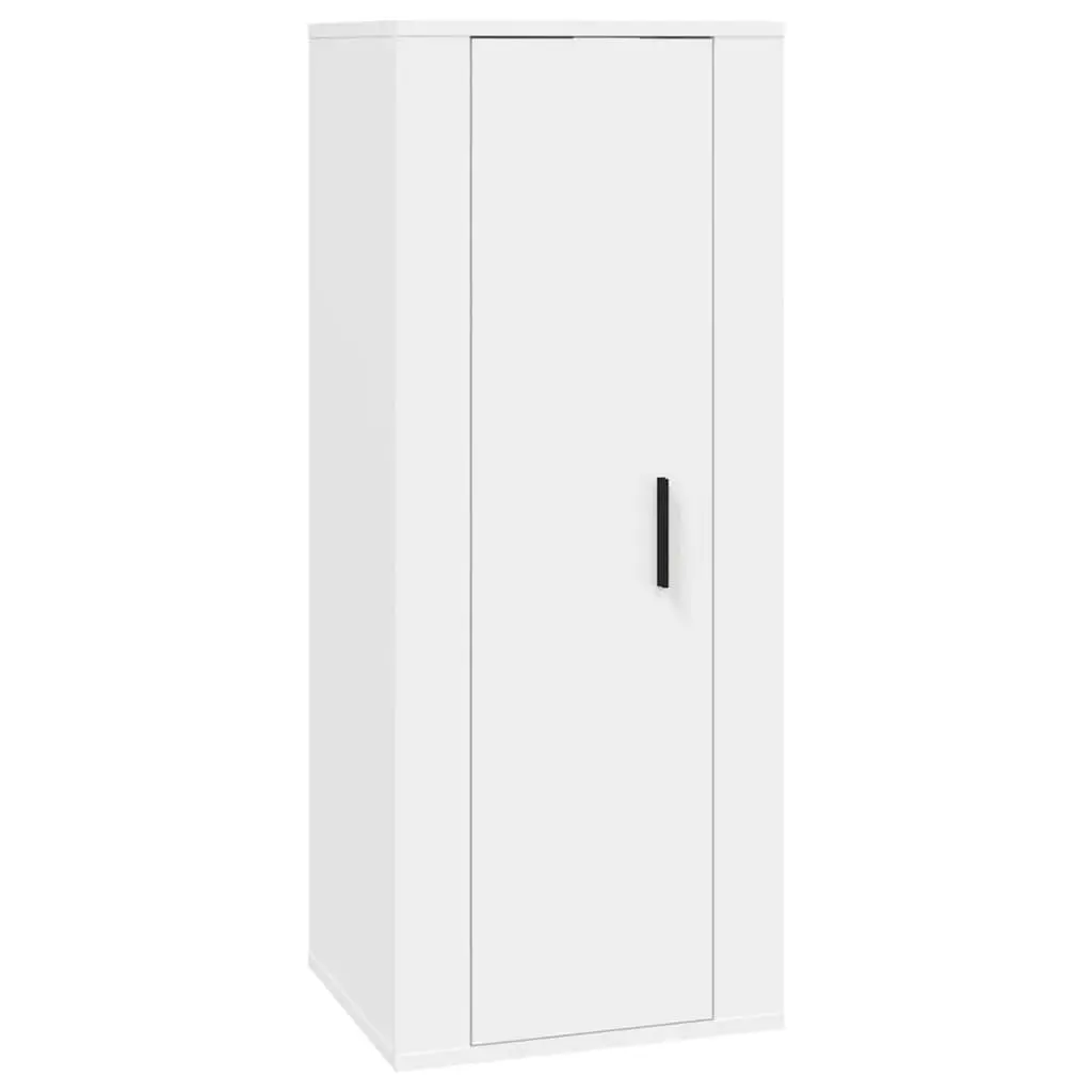 TV Cabinet Set 6 Piece Wall-Mounted Media Storage White Engineered Wood Units