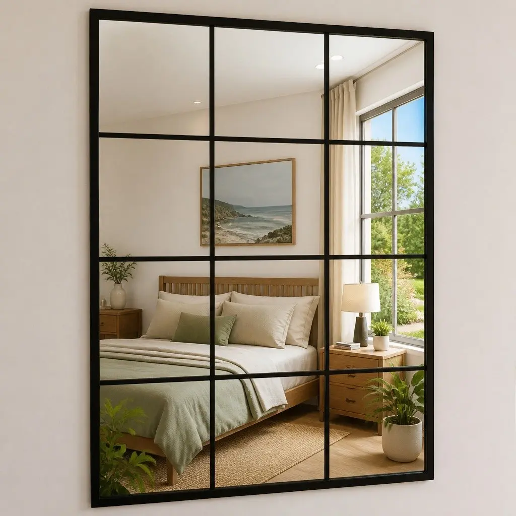Wall Mirrors 2 Pieces Black 80x60 cm Metal Frame Decor Bedroom Living Room