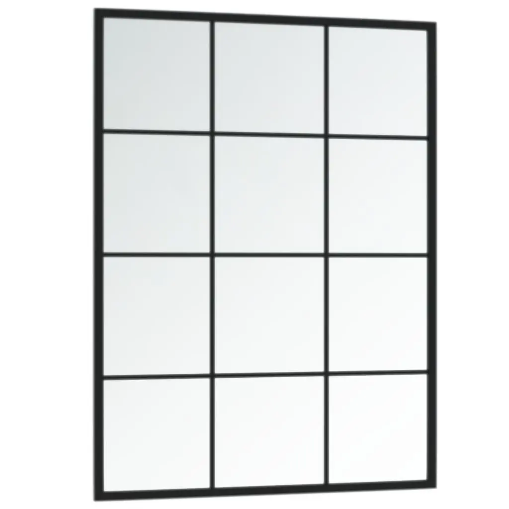 3 Piece Set Wall Mirrors Metal Frame Black 80x60cm Hanging for Bedroom Living Room