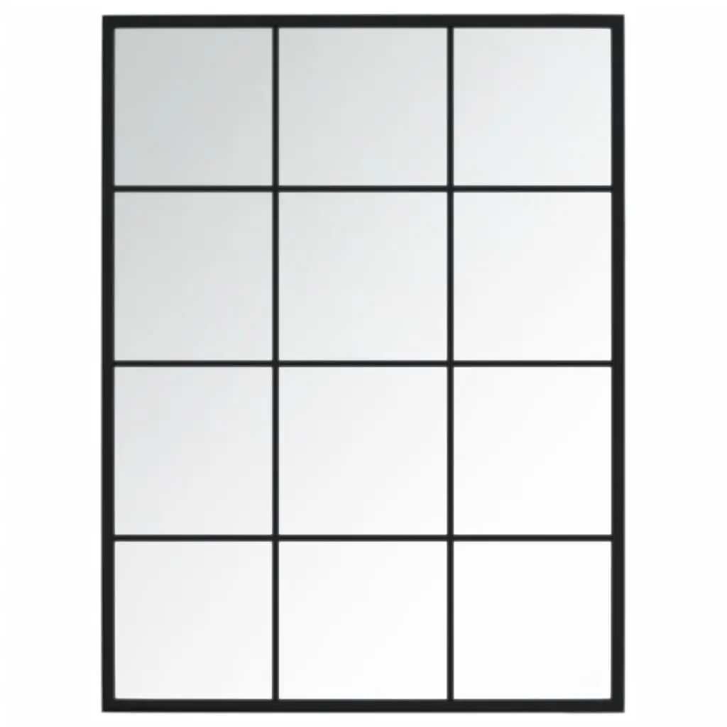 3 Piece Set Wall Mirrors Metal Frame Black 80x60cm Hanging for Bedroom Living Room