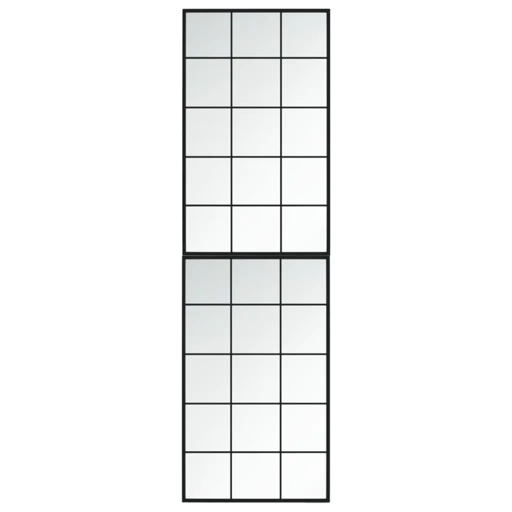 Wall Mirrors Metal Frame Square Black 100x60 cm Set of 2 Mounted for Indoor Use Bedroom Hallway Living Room