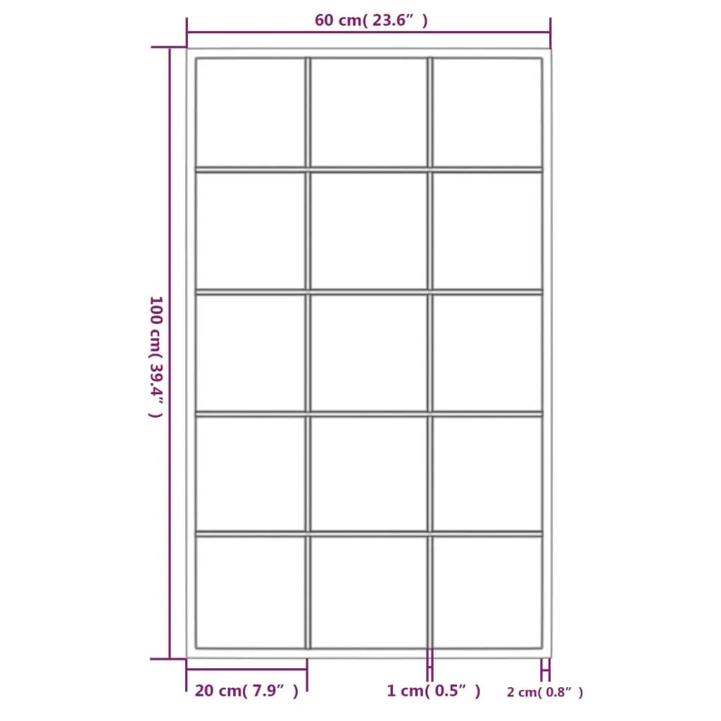 Wall Mirrors Metal Frame Square Black 100x60 cm Set of 2 Mounted for Indoor Use Bedroom Hallway Living Room