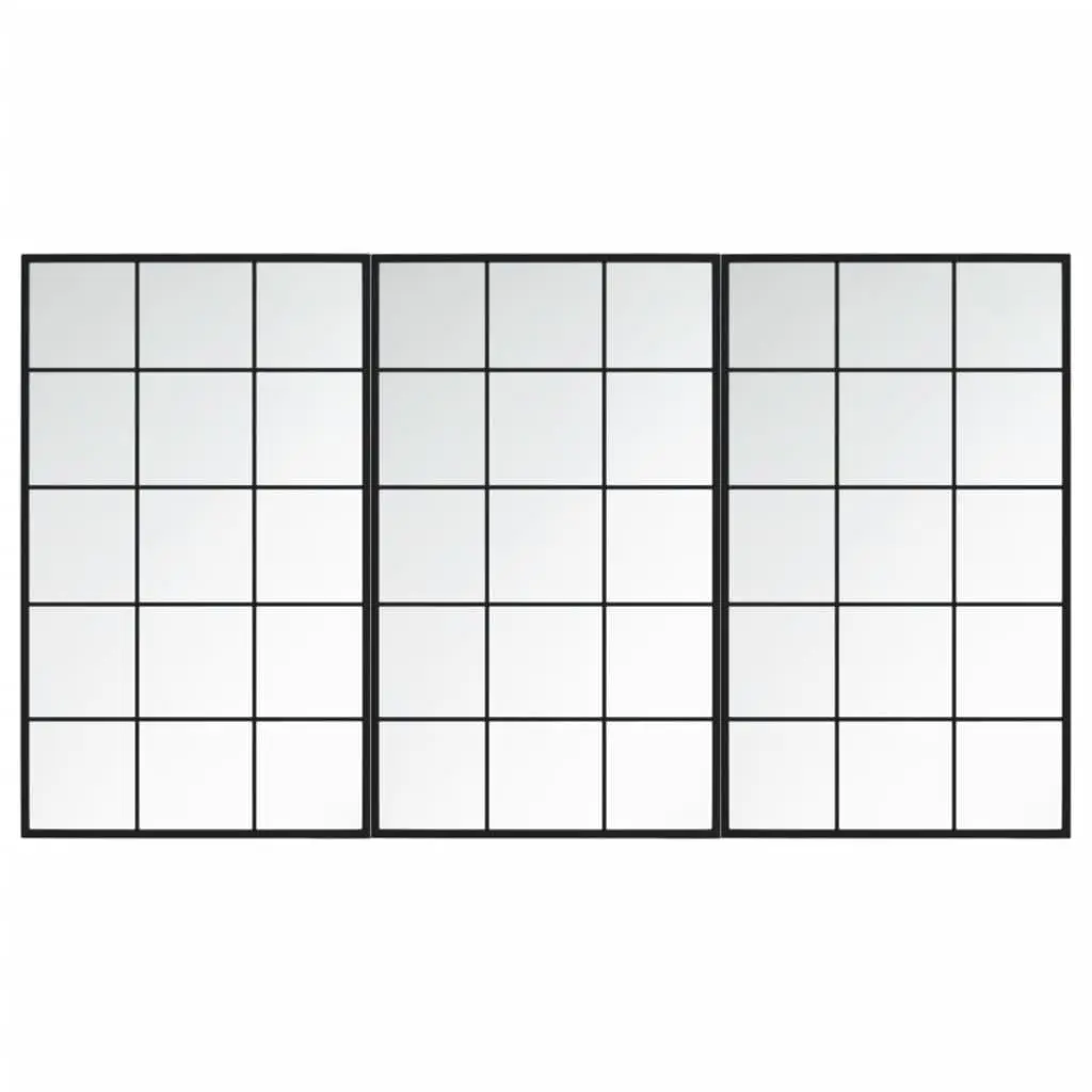 3-Piece Black Wall Mirrors for Home Use