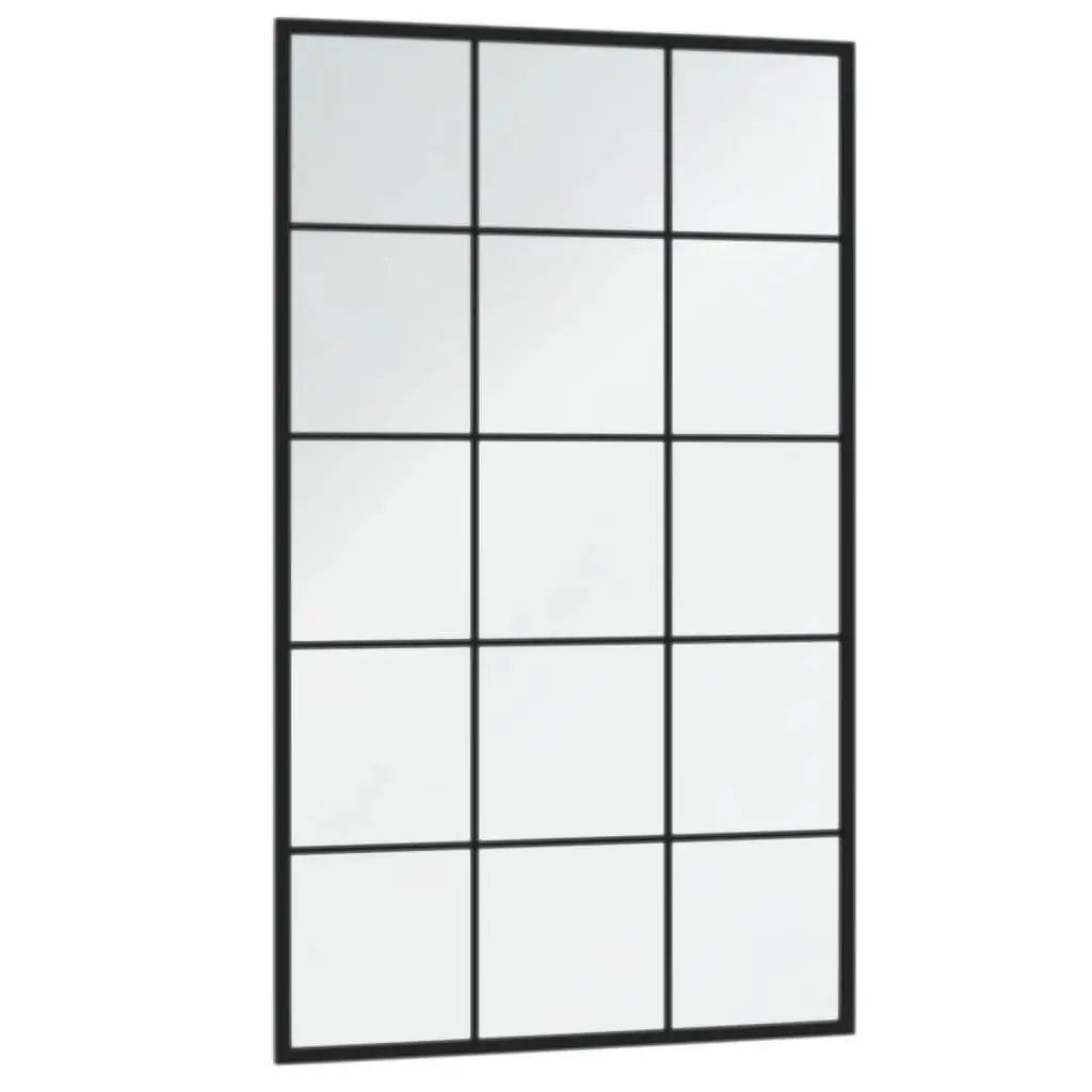 Wall Mirror Metal Frame 100x60 cm Black Set of 4 Pieces Home Decor