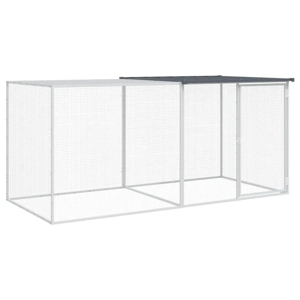 Chicken Coop Anthracite Galvanised Steel Roofed Cage 203x98x90cm for Hens and Small Animals