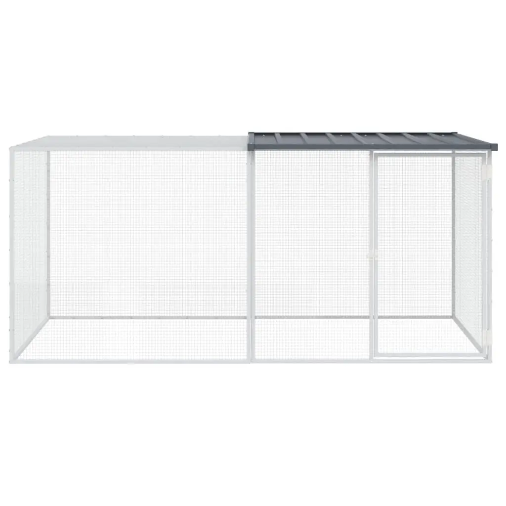 Chicken Coop Anthracite Galvanised Steel Roofed Cage 203x98x90cm for Hens and Small Animals