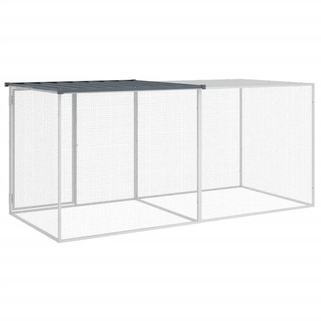 Chicken Coop Anthracite Galvanised Steel Roofed Cage 203x98x90cm for Hens and Small Animals