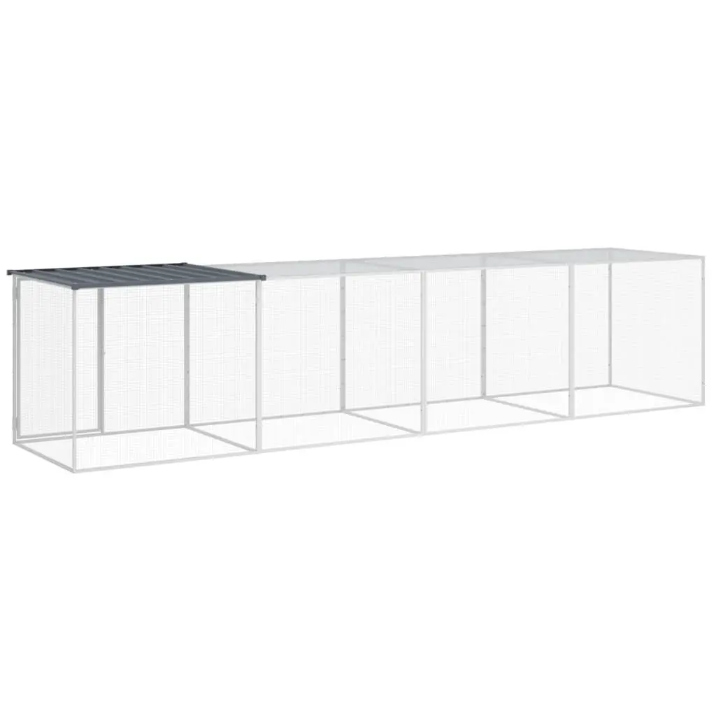 Chicken Coop Roofed Run 403x98x90cm Galvanised Steel Anthracite Outdoor Cage for Hens and Small Animals