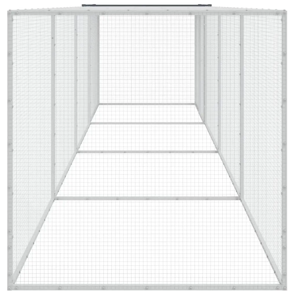 Chicken Coop Roofed Run 403x98x90cm Galvanised Steel Anthracite Outdoor Cage for Hens and Small Animals