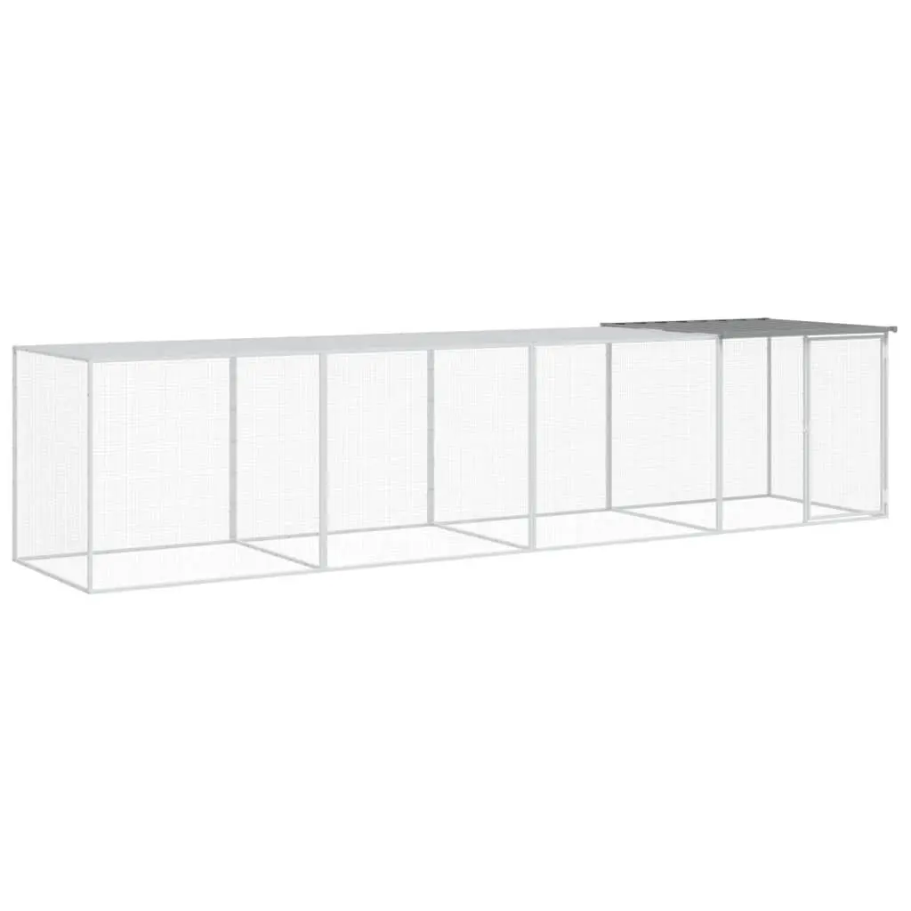 Chicken Coop Galvanised Steel 403x98x90cm Grey Roofed Small Animal Enclosure