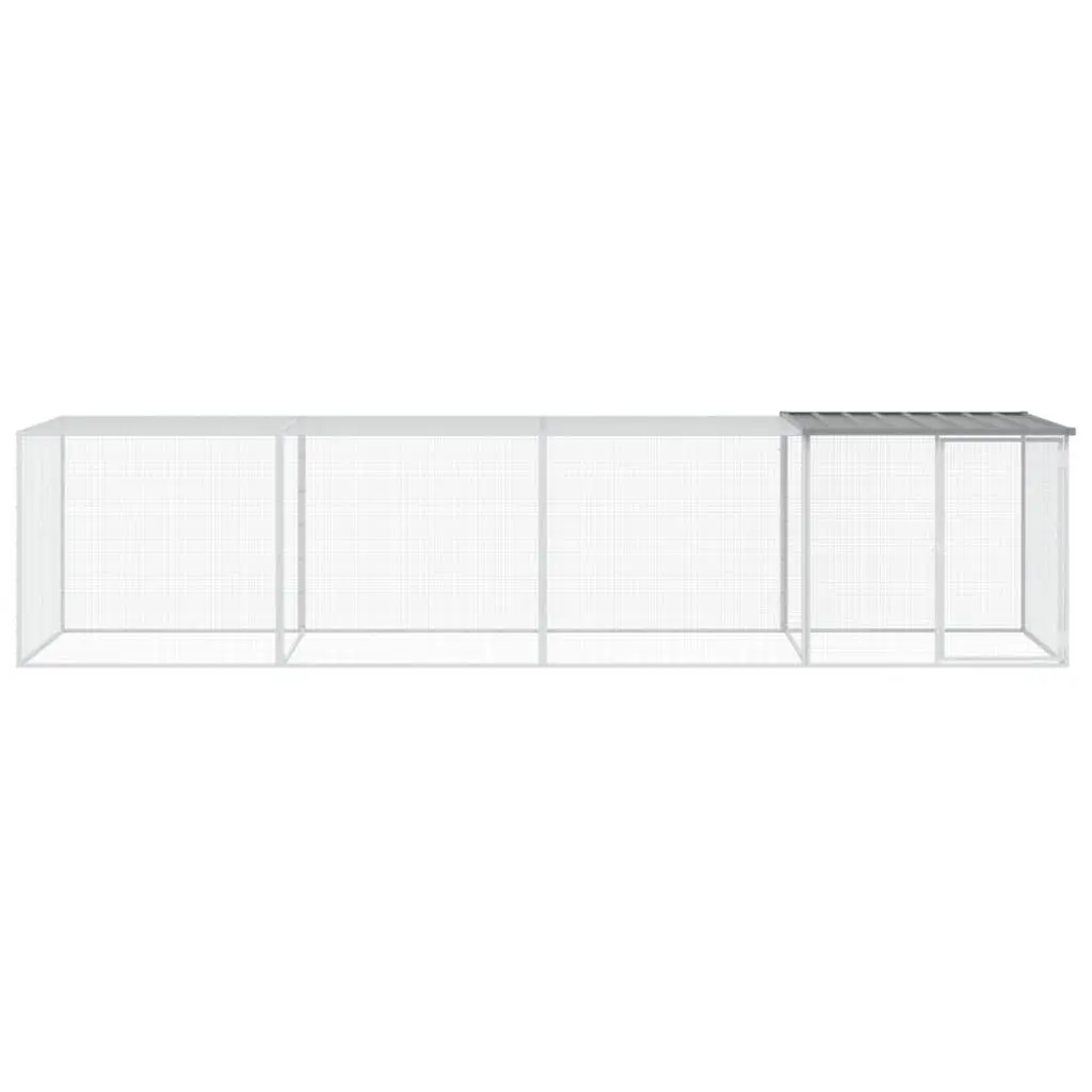 Chicken Coop Galvanised Steel 403x98x90cm Grey Roofed Small Animal Enclosure