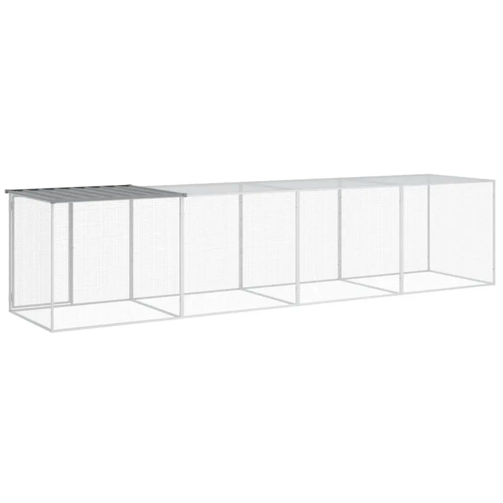 Chicken Coop Galvanised Steel 403x98x90cm Grey Roofed Small Animal Enclosure
