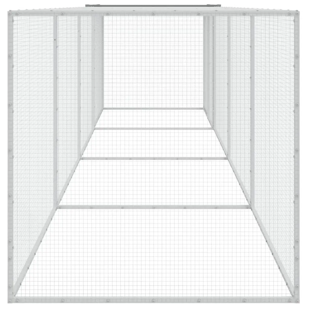 Chicken Coop Galvanised Steel 403x98x90cm Grey Roofed Small Animal Enclosure